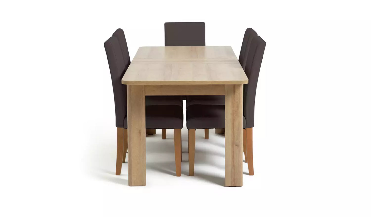 Miami Curve Extending Table & 6 Chocolate Chairs