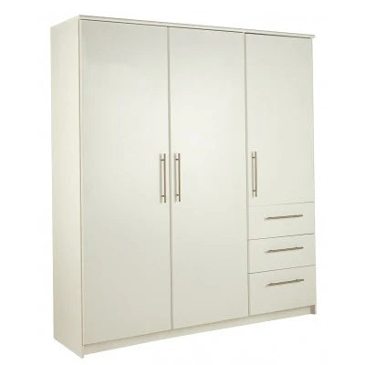 Normandy 3 Door 3 Drawer Extra Large Wardrobe - White (one plinth minor damaged)