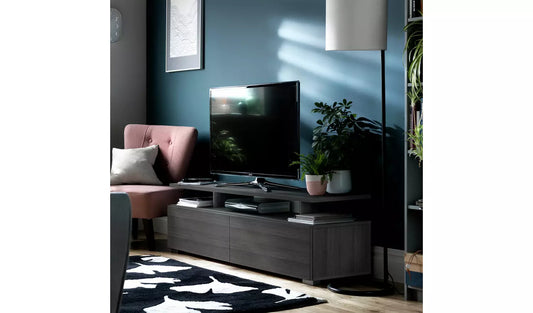 Assembled Habitat Floating Top TV Unit - Black & Brown