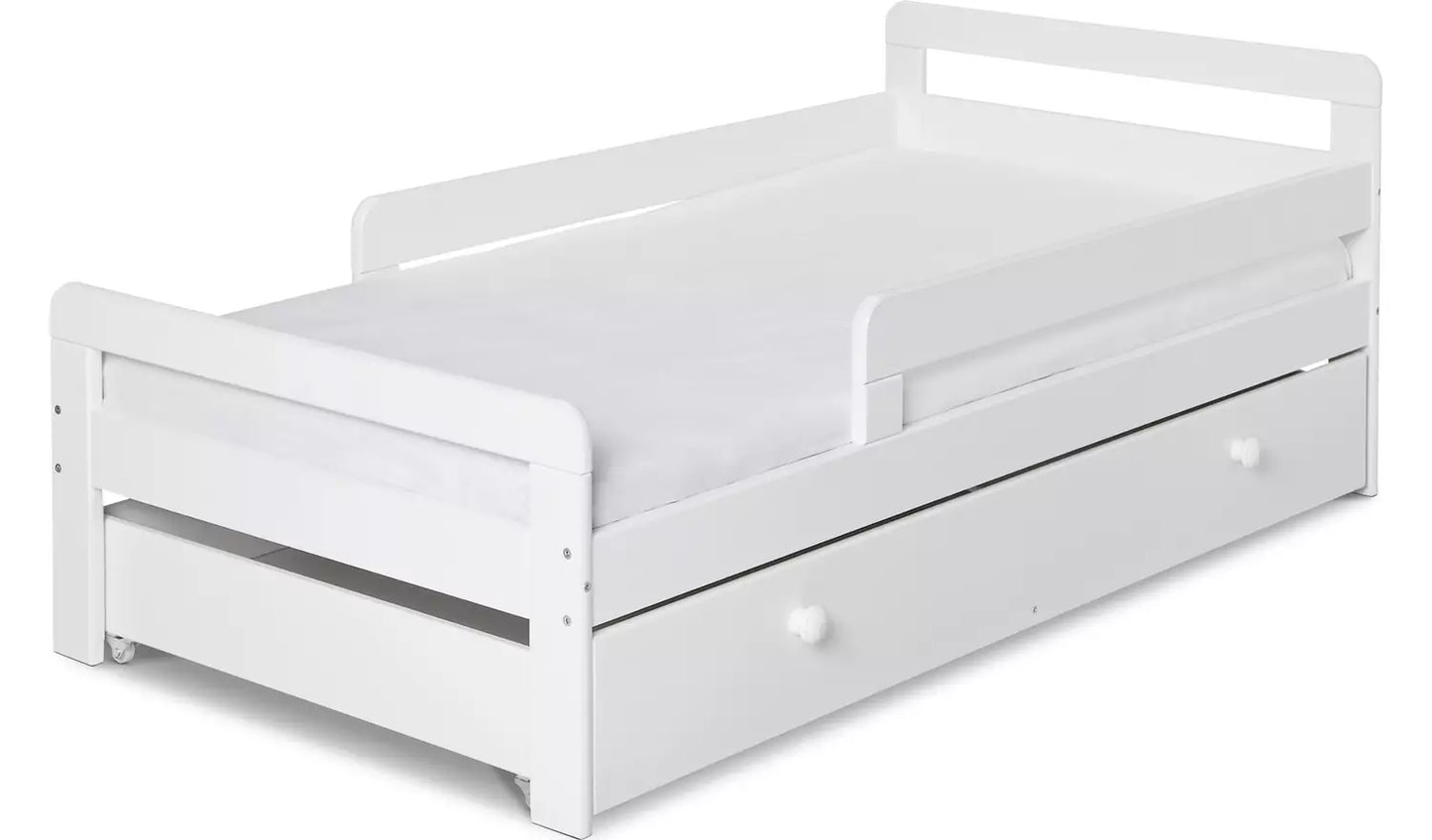 Assembled Habitat Ellis Toddler Bed, Drawer & Kids Mattress - White