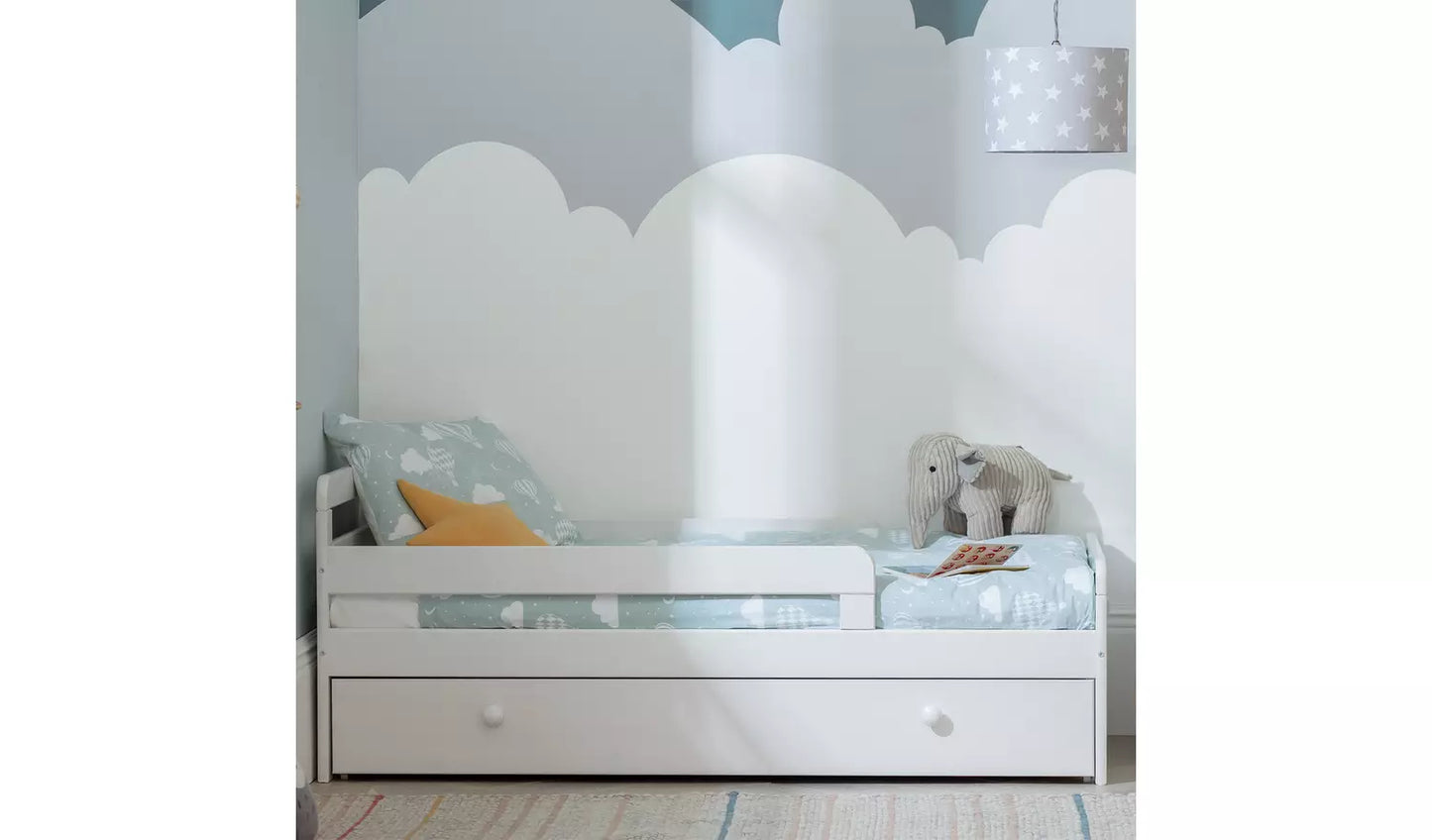 Assembled Habitat Ellis Toddler Bed, Drawer & Kids Mattress - White