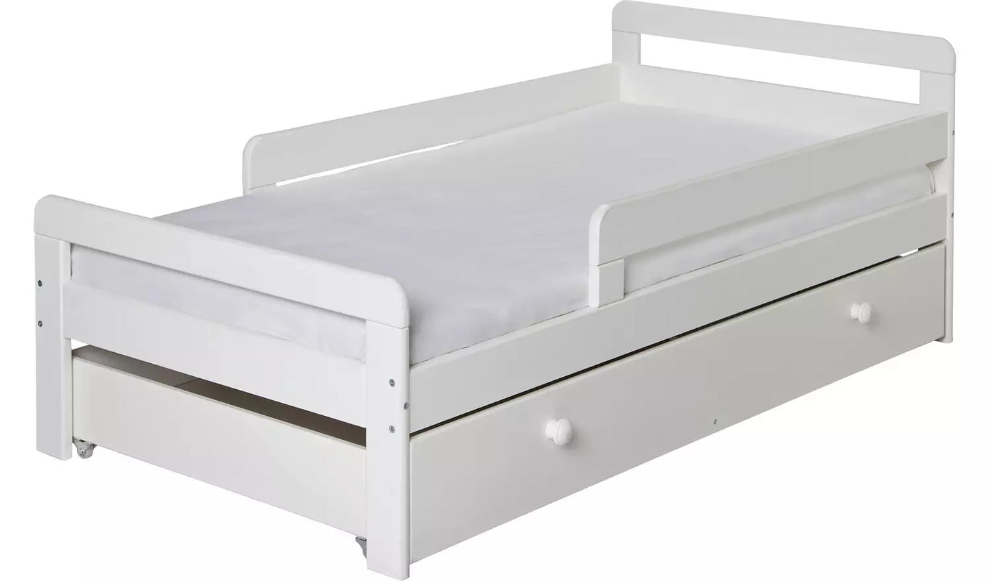 Assembled Habitat Ellis Toddler Bed, Drawer & Kids Mattress - White