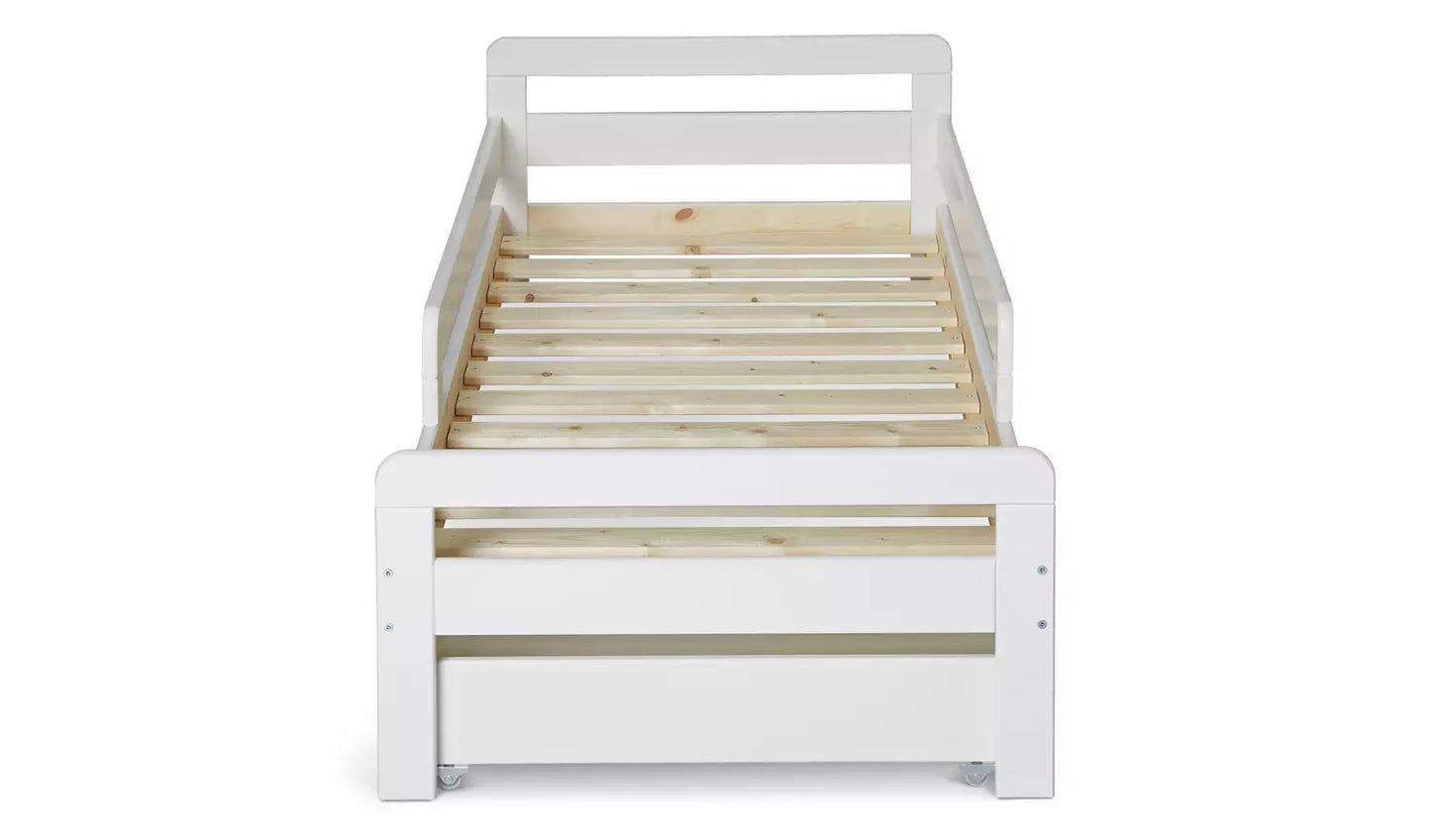 Assembled Habitat Ellis Toddler Bed, Drawer & Kids Mattress - White