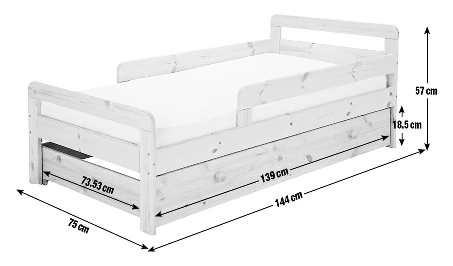Assembled Habitat Ellis Toddler Bed, Drawer & Kids Mattress - White