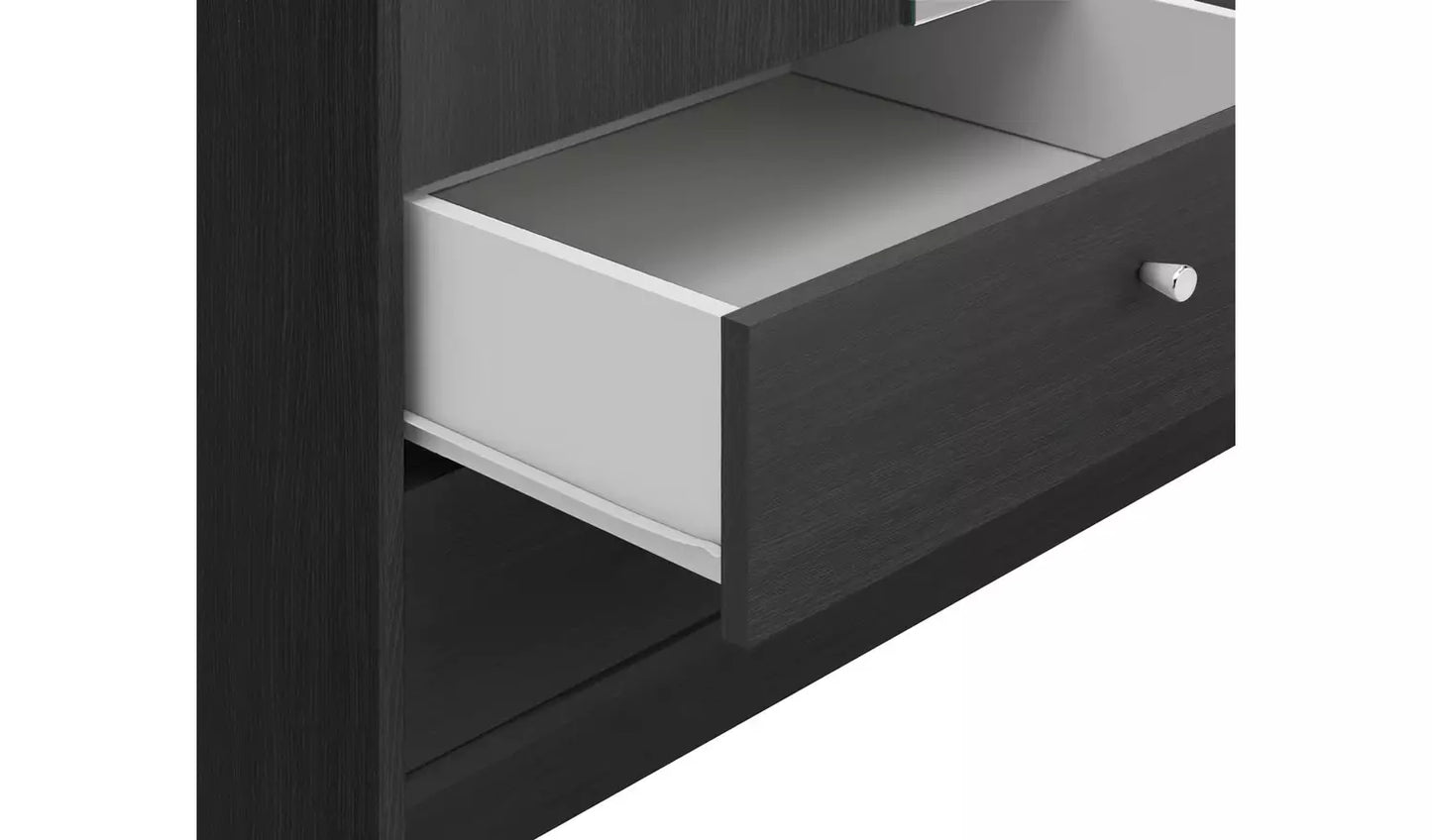 Malibu 3 Door 4 Drawer Mirror Wardrobe -Black Oak