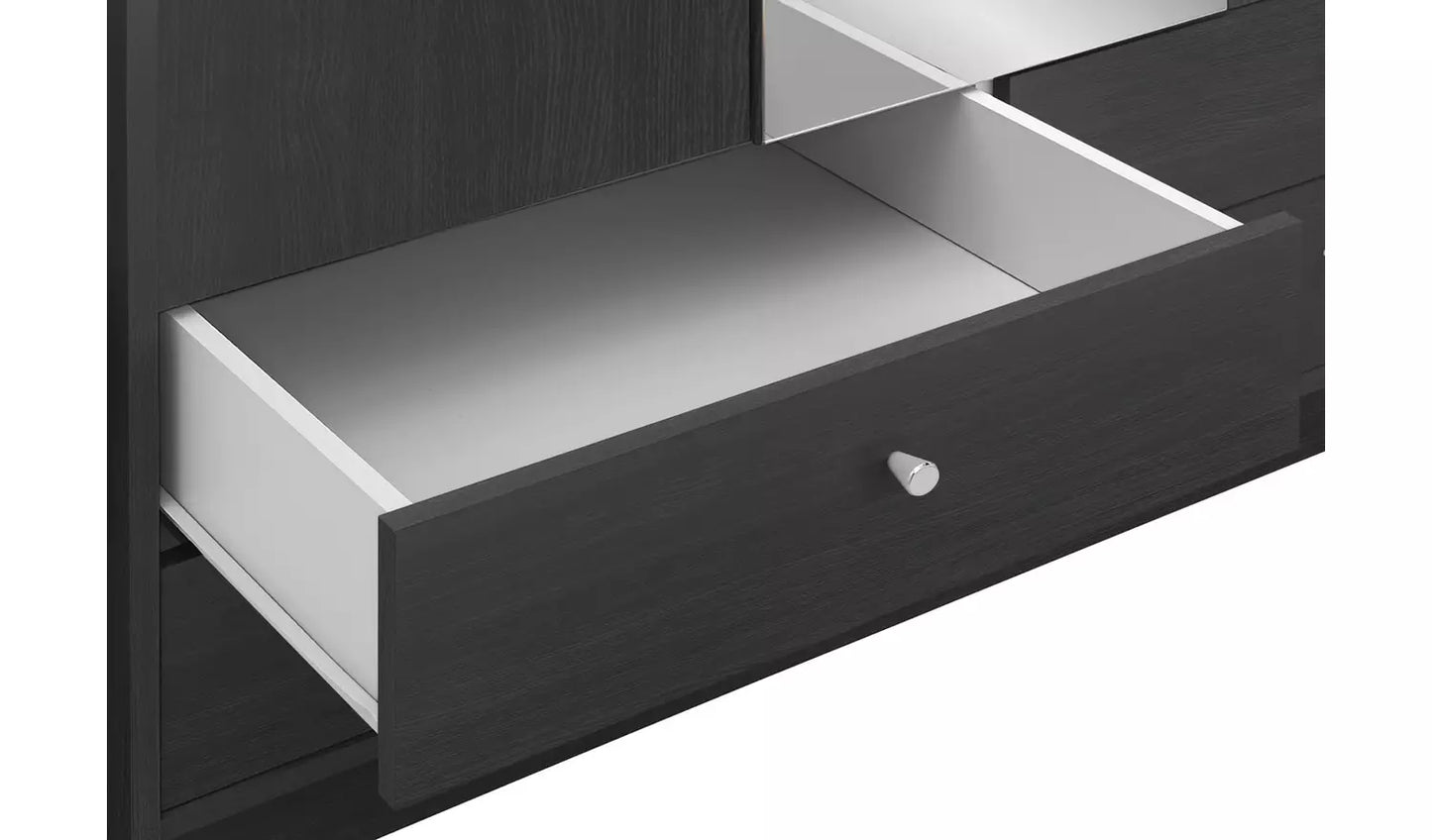 Malibu 3 Door 4 Drawer Mirror Wardrobe -Black Oak