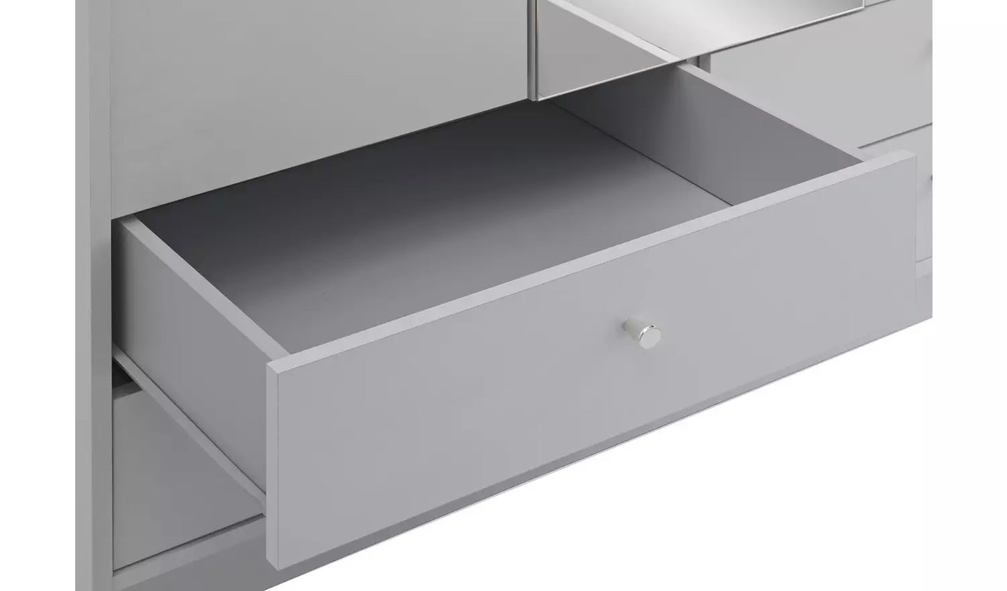 Assembled Malibu 3 Door 4 Drawer Mirror Wardrobe - Grey