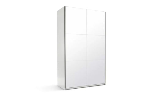 Assembled Habitat Sliding Holsted Mirrored Small Wardrobe - White