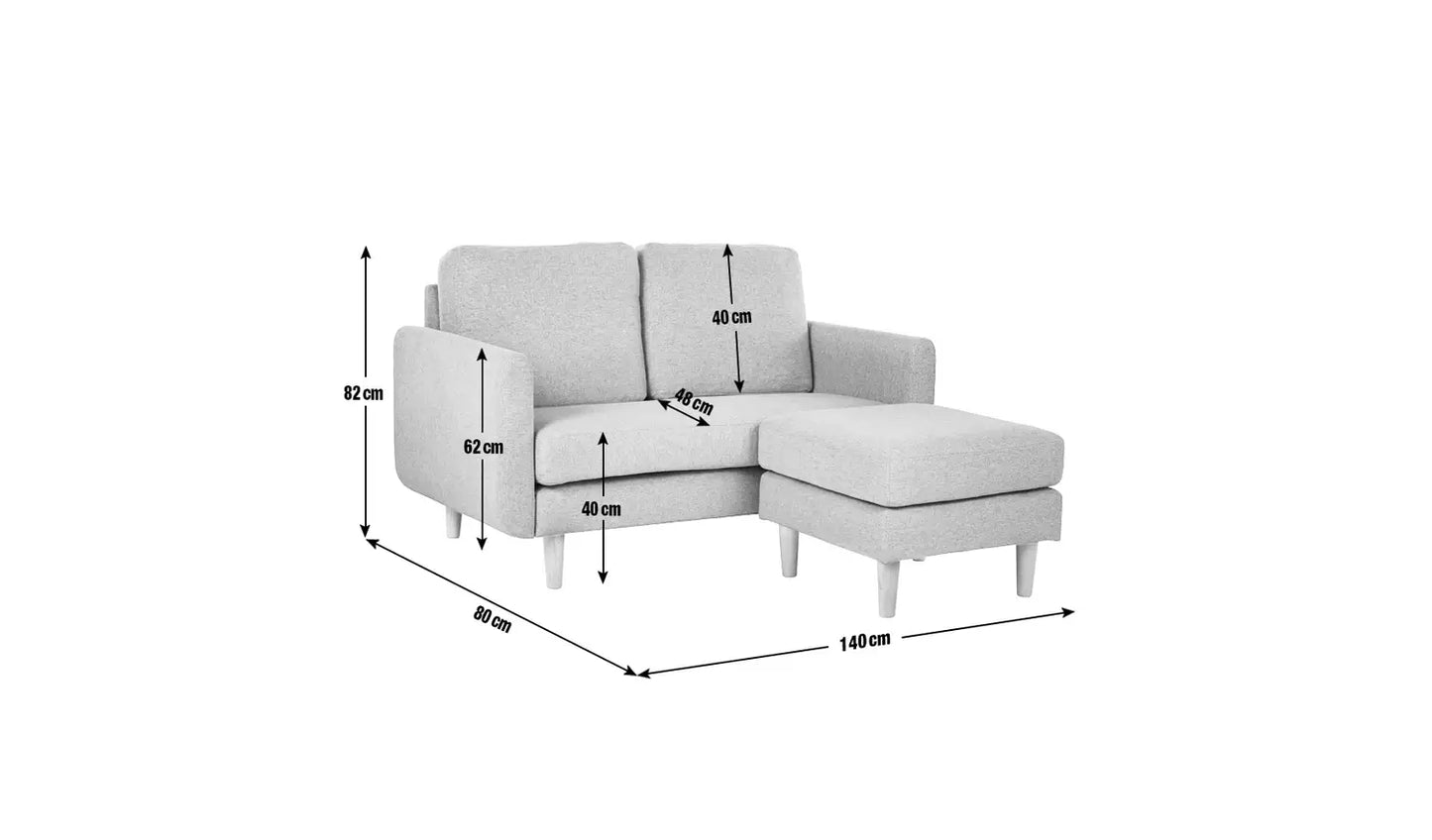 Habitat Remi Fabric 2 Seater Chaise - Light Grey