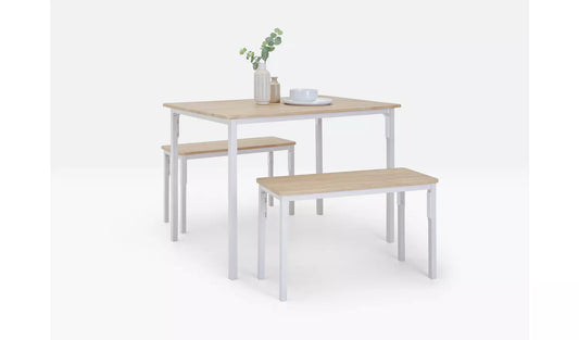 Bolitzo Pair Oak Dining Dining White Benches
