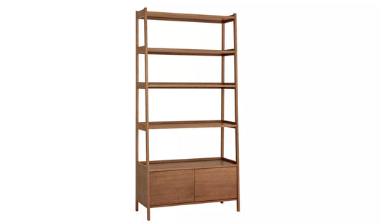 Assembled Habitat Marston Oak Veneer Bookcase - Walnut Stain