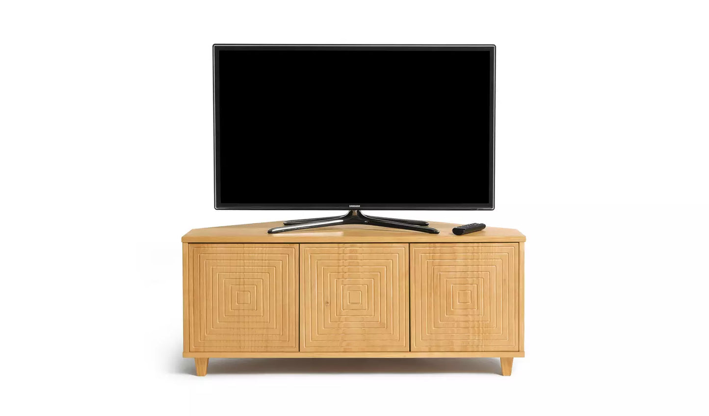 Assembled Habitat Grooved Storage 3 Door Corner TV Unit - Light Wood