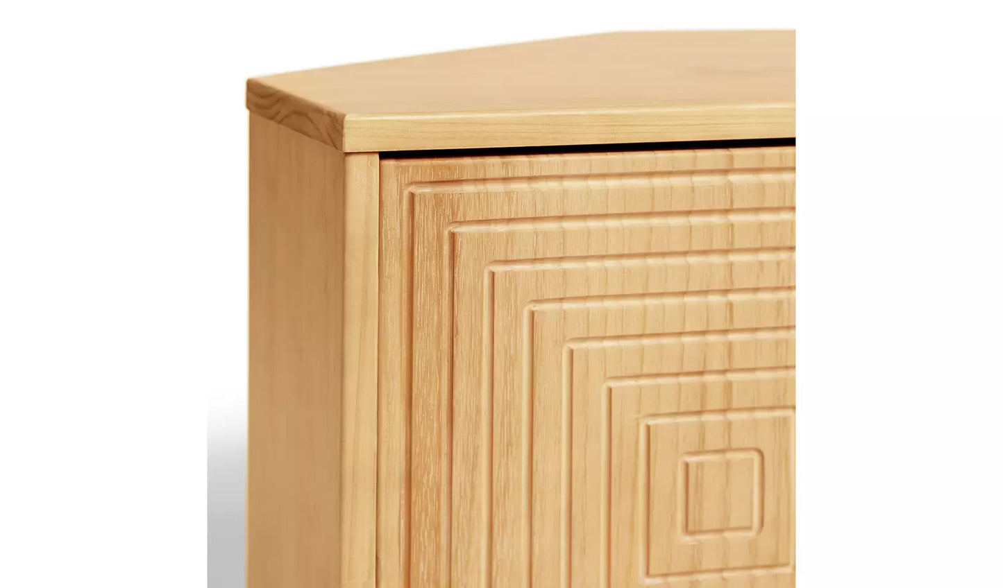Assembled Habitat Grooved Storage 3 Door Corner TV Unit - Light Wood