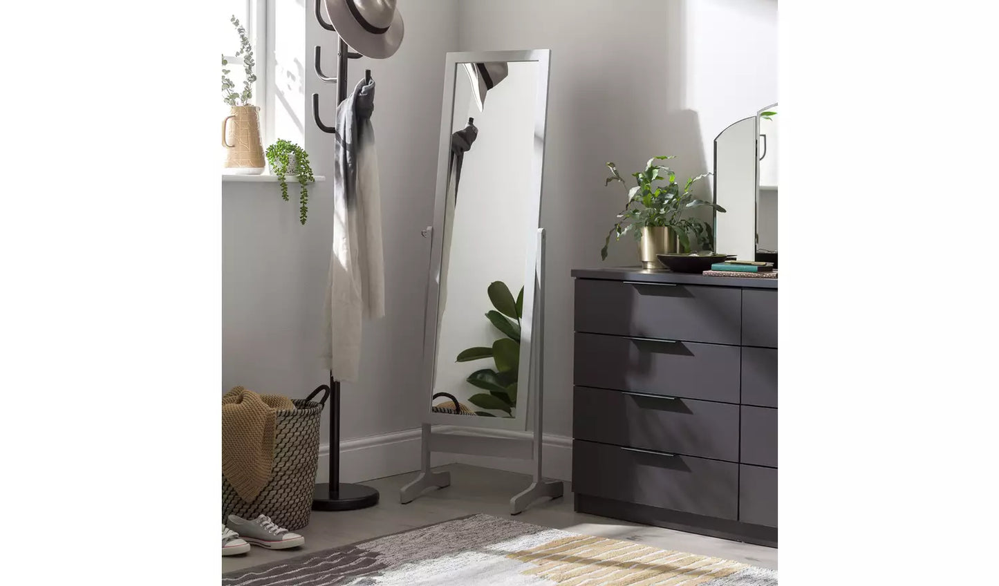 Grey Free Standing Cheval Mirror - 146x41cm