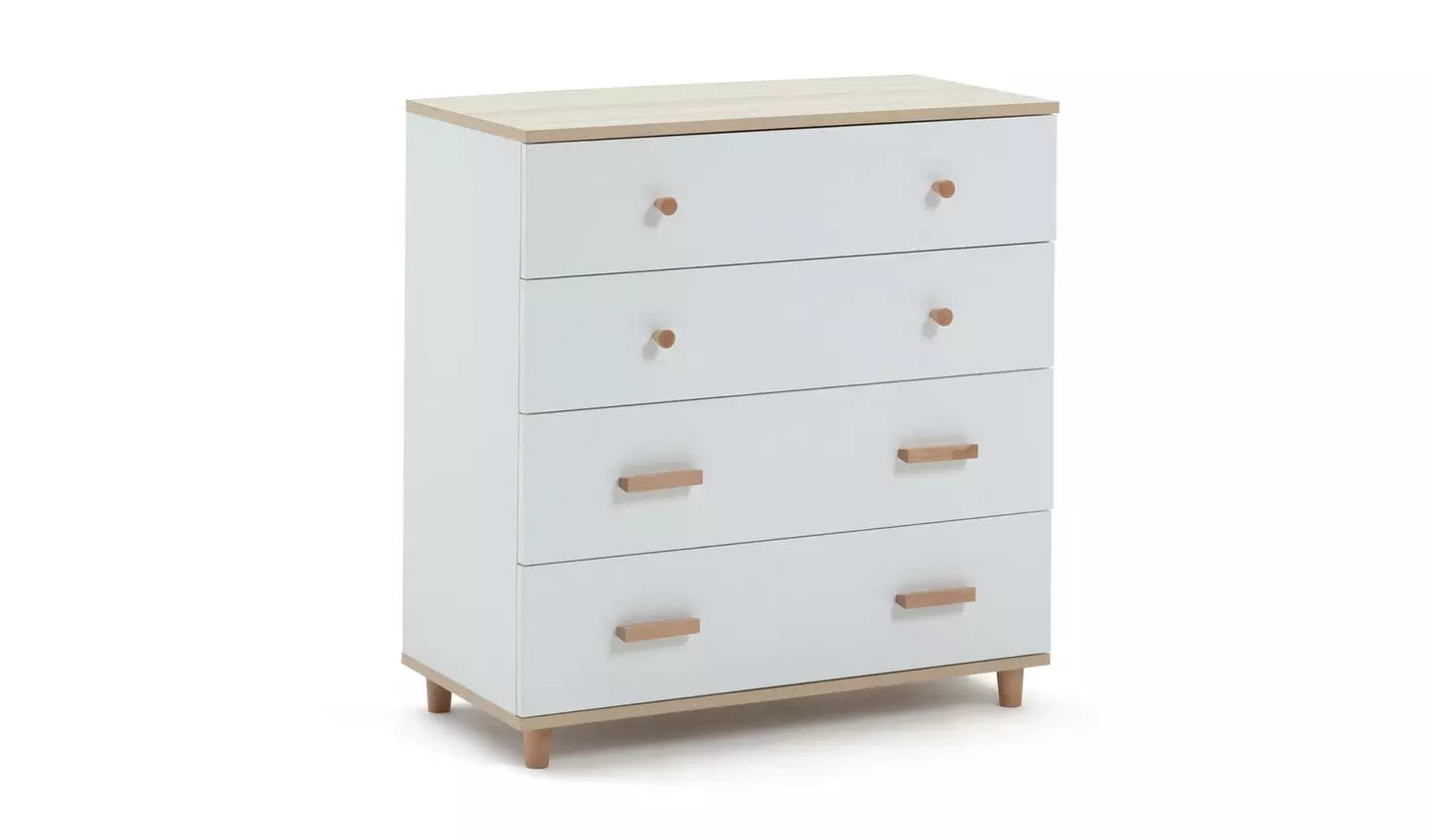 Assembled Habitat Melby 4 Chest of Drawers - White and Acacia