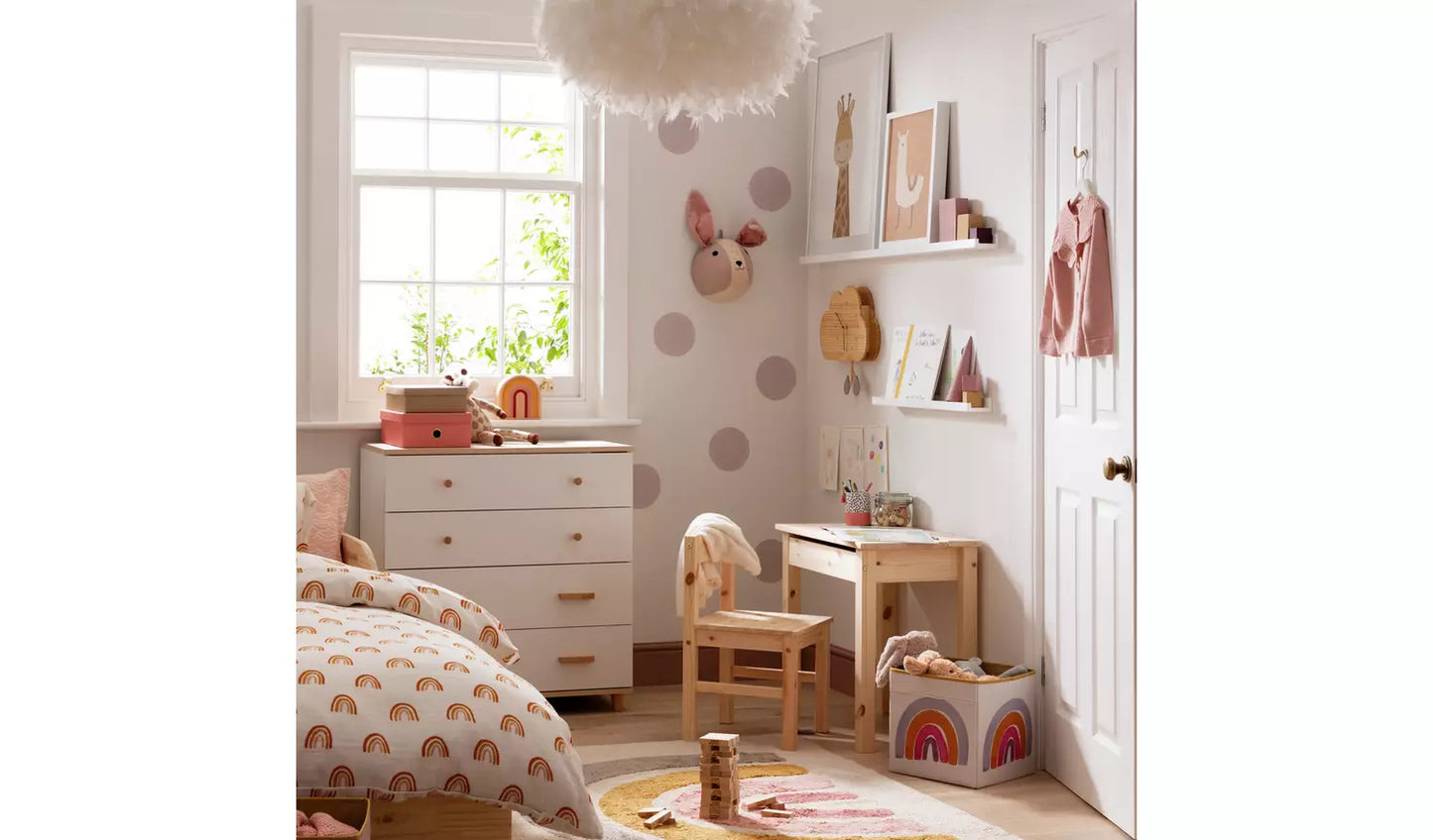 Assembled Habitat Melby 4 Chest of Drawers - White and Acacia