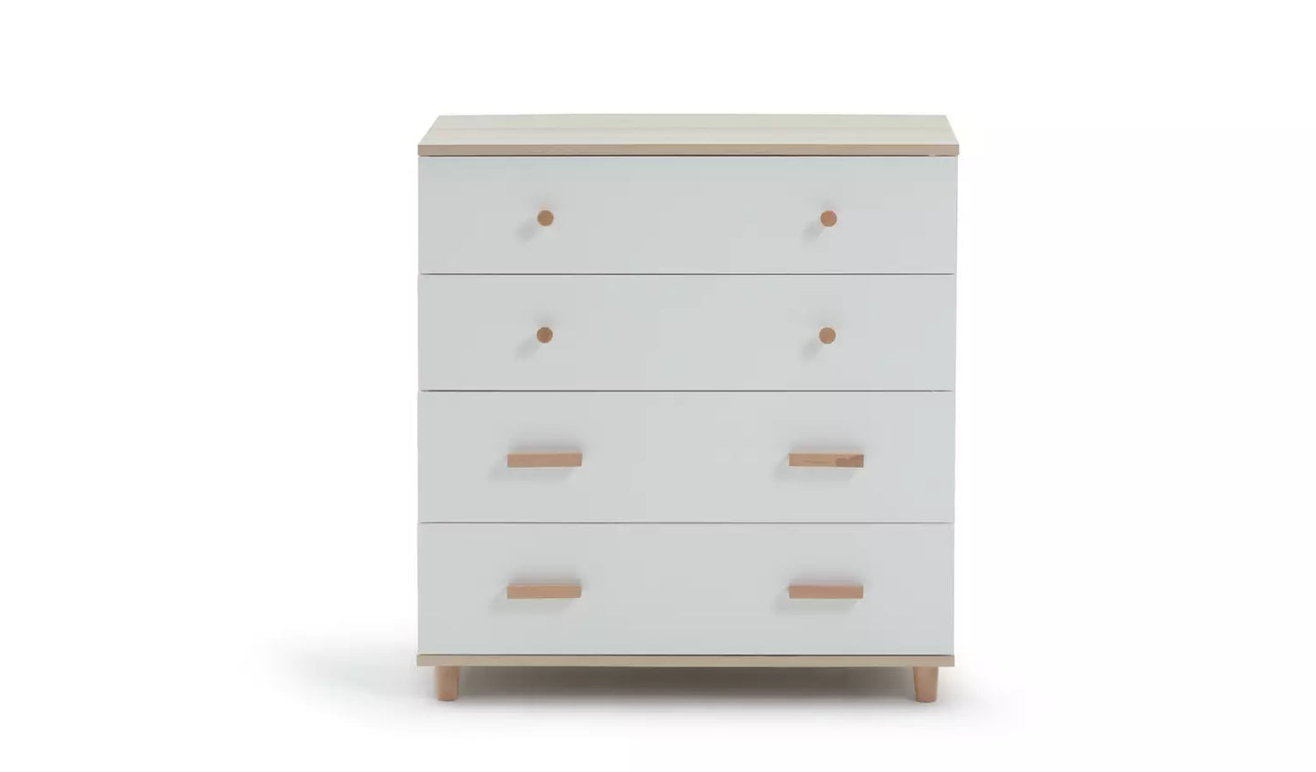 Assembled Habitat Melby 4 Chest of Drawers - White and Acacia