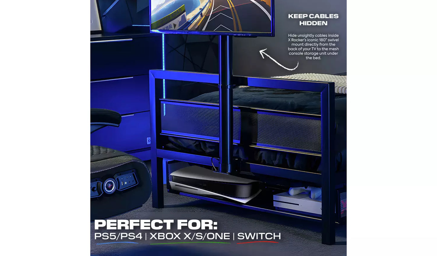 X Rocker BaseCamp TV and Gaming Bed - Black
