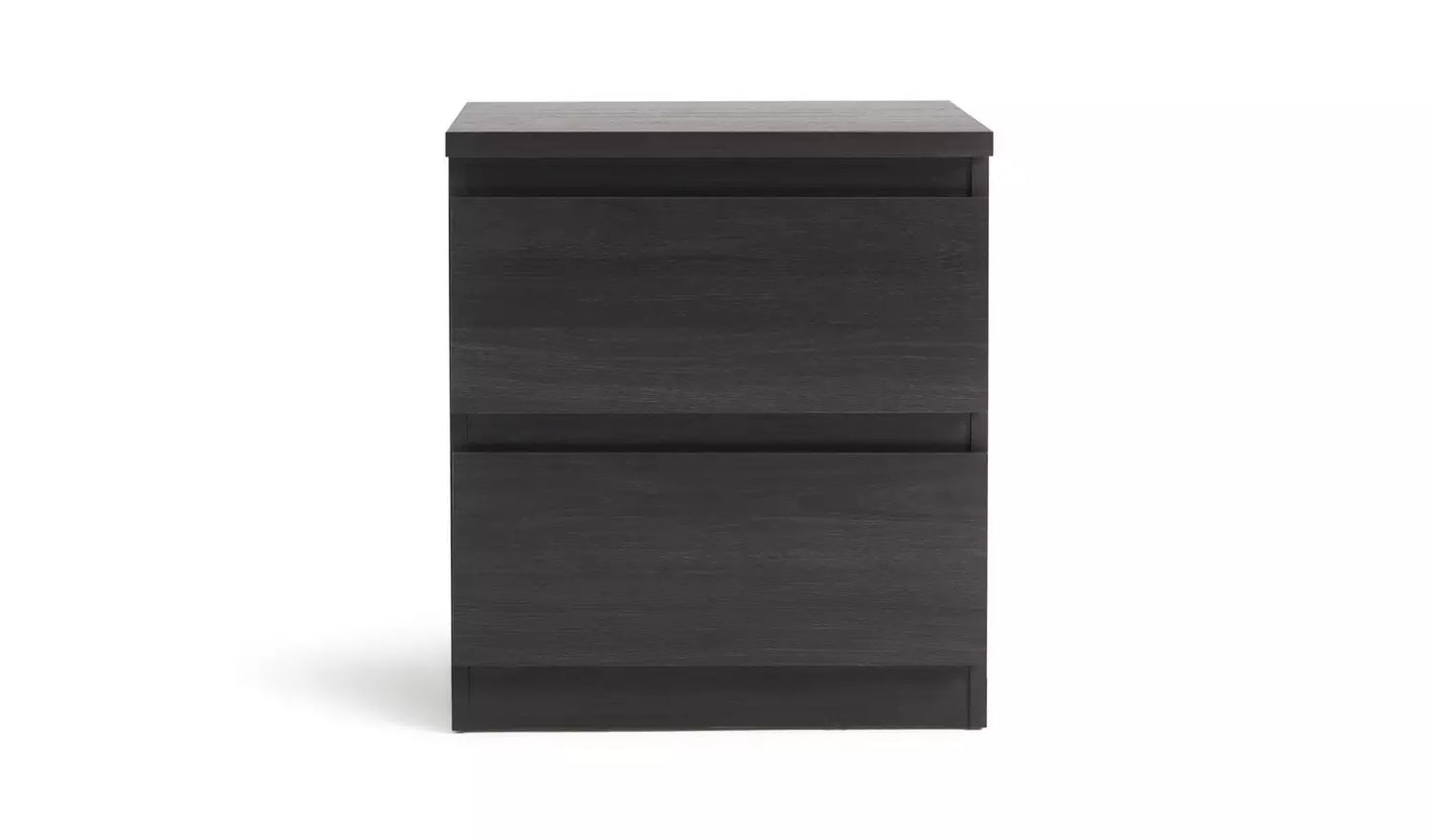Assembled Habitat Jenson 2 Drawer Bedside Table - Black Brown