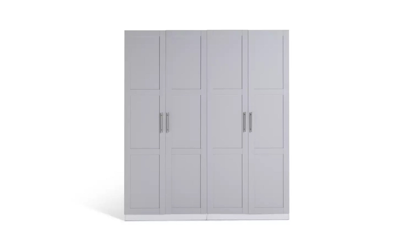 Habitat Munich Panelled 4 Door Wardrobe - Grey