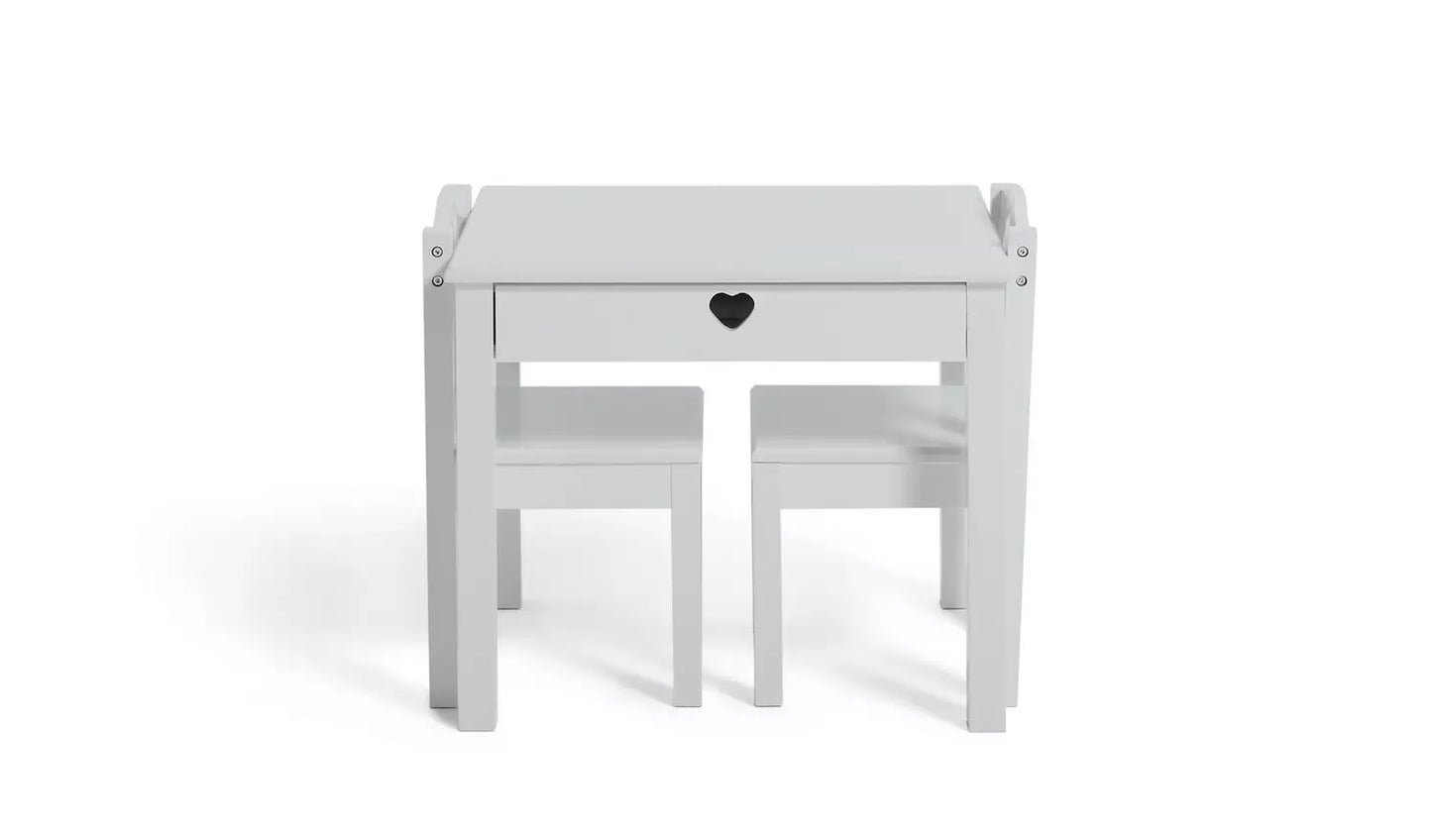 Assembled Mia Kids Table & 2 Chairs - White