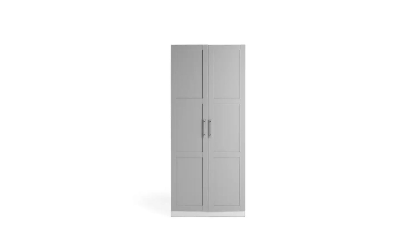 Assembled Habitat Munich Panelled 2 Door Mirrored Wardrobe - Grey