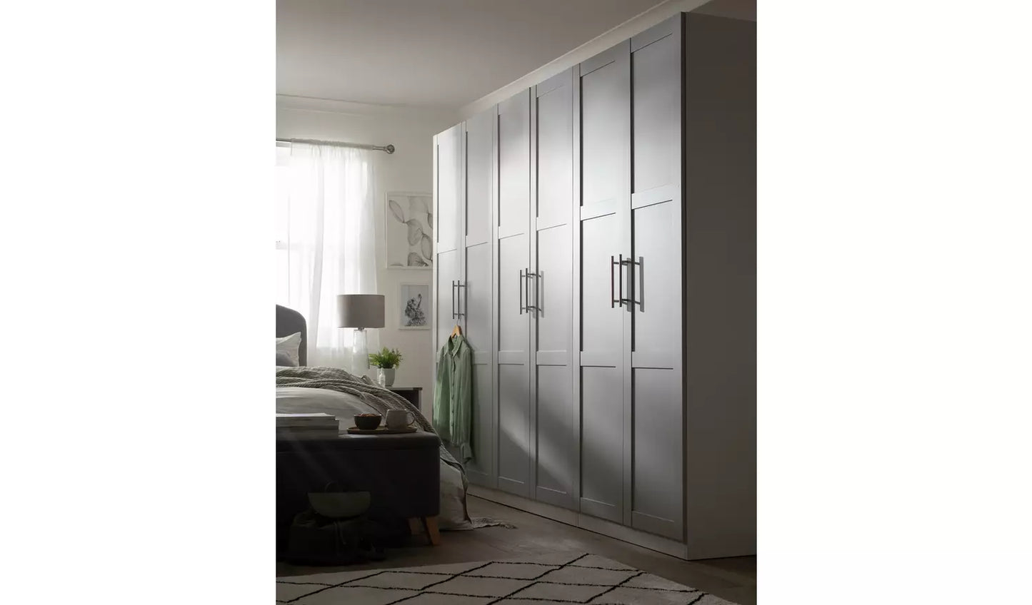 Habitat Munich Panelled 6 Door Wardrobe - Grey