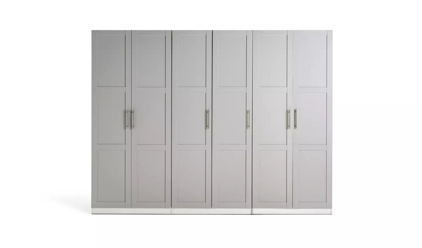 Habitat Munich Panelled 6 Door Wardrobe - Grey