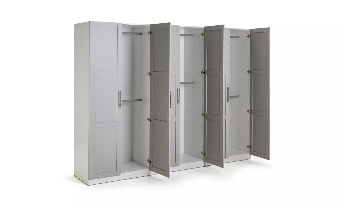 Habitat Munich Panelled 6 Door Wardrobe - Grey