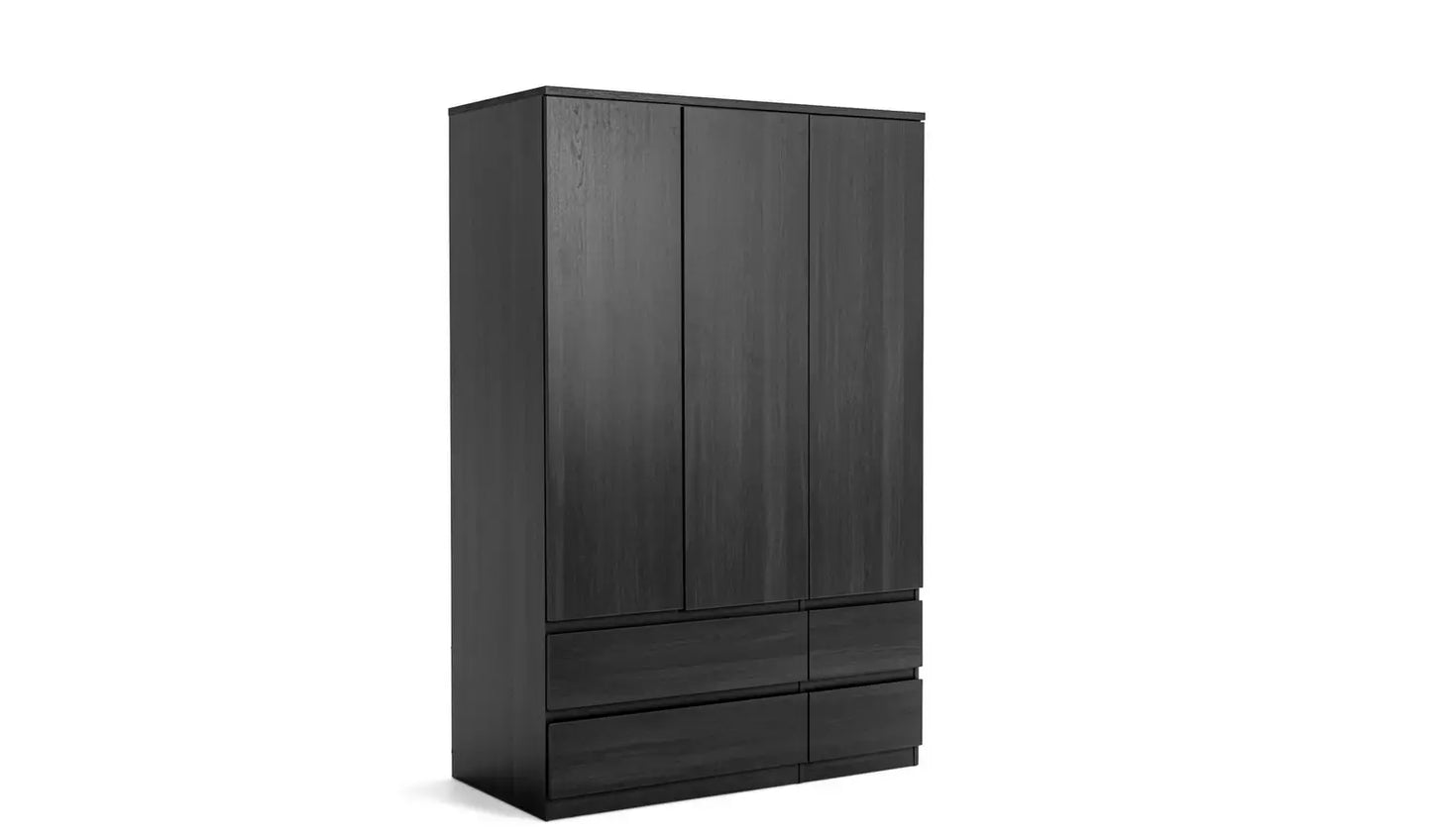 Habitat Jenson 3 Door 4 Drawer Wardrobe - Black Brown