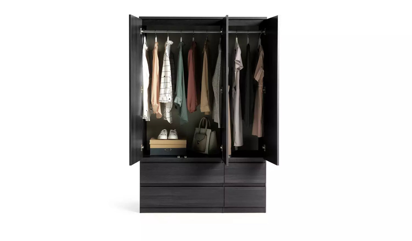 Habitat Jenson 3 Door 4 Drawer Wardrobe - Black Brown