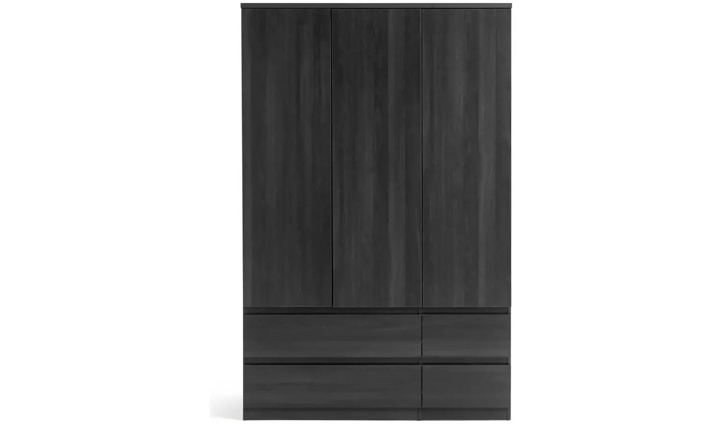 Habitat Jenson 3 Door 4 Drawer Wardrobe - Black Brown