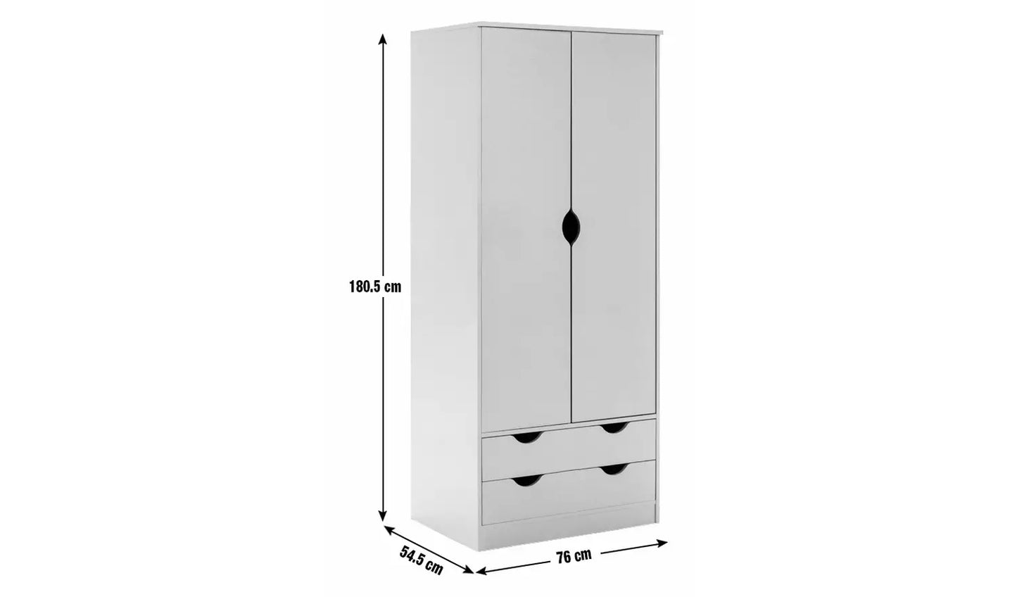 Habitat Pagnell 2 Door 2 Drawer Wardrobe - Grey