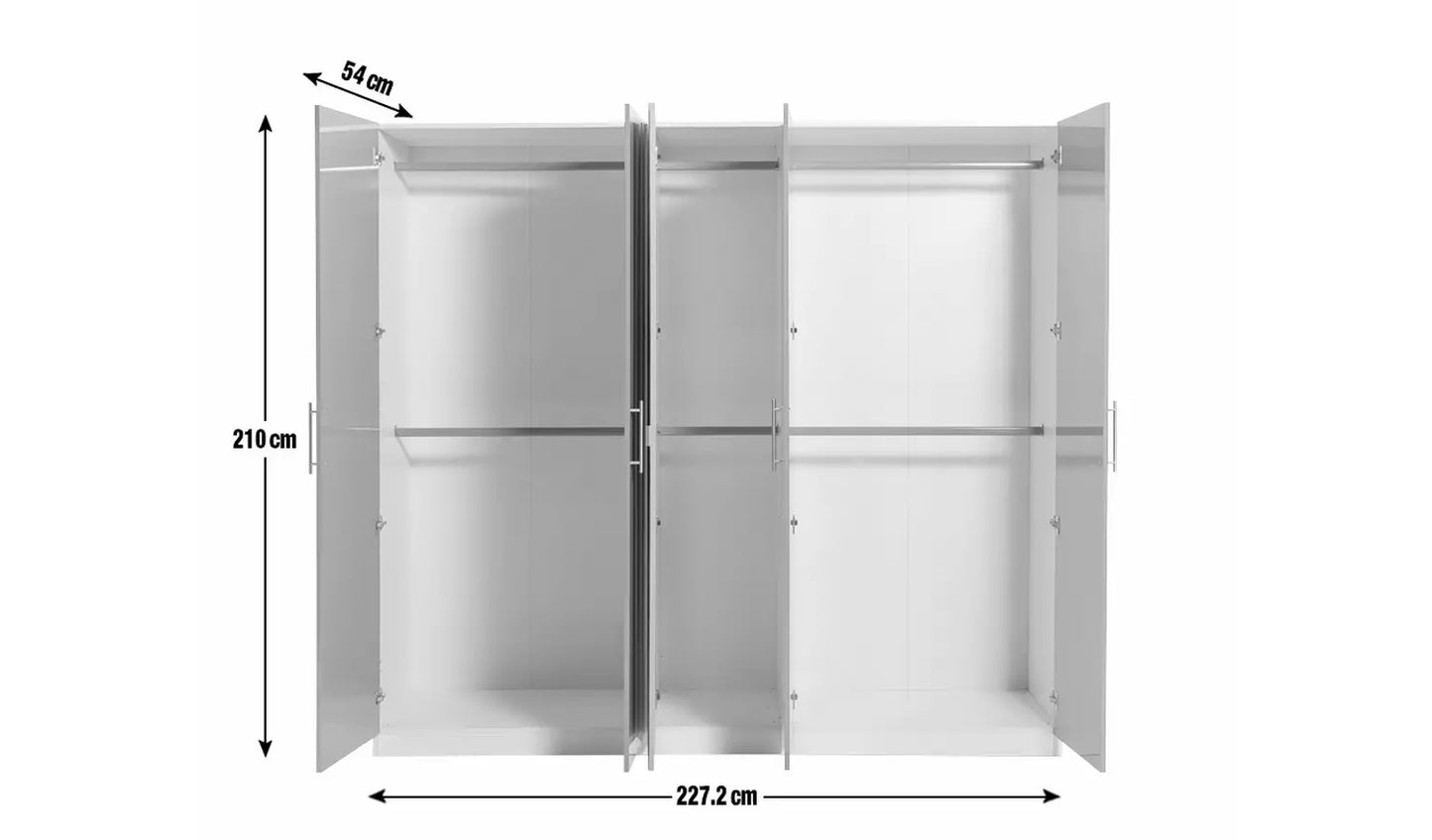 Habitat Munich 5 Door Mirror Wardrobe - White