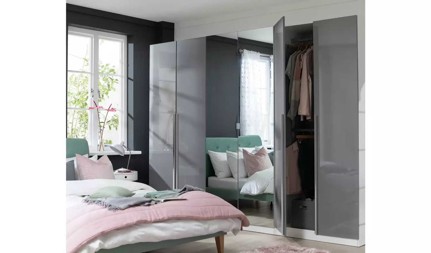 Habitat Munich 6 Door 2 Mirror Wardrobe - White