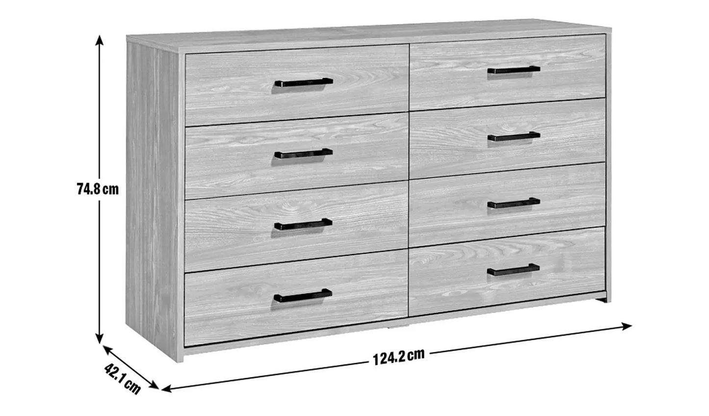 Assembled Oslo 8 Drawer Chest - Black Oak Effect
