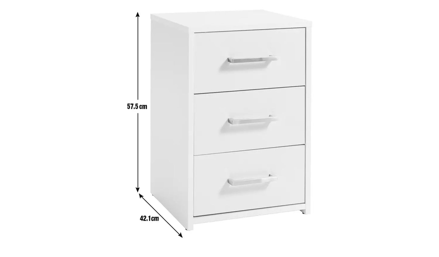 Assembled 3 Drawer Bedside Table - White