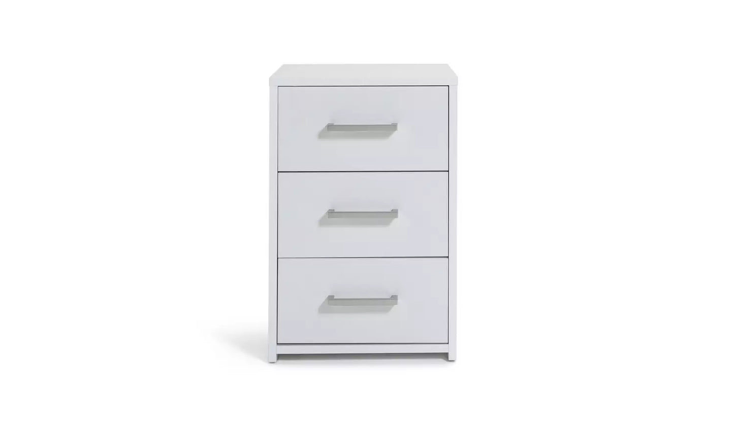 Assembled 3 Drawer Bedside Table - White