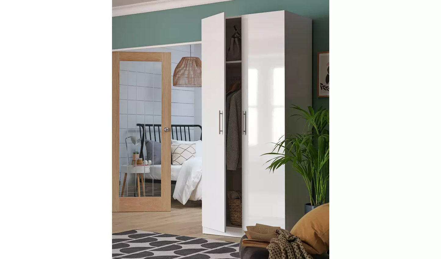 Habitat Munich 2 Door Wardrobe - White Gloss