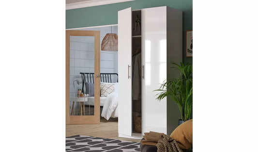 Habitat Munich 2 Door Wardrobe - White Gloss