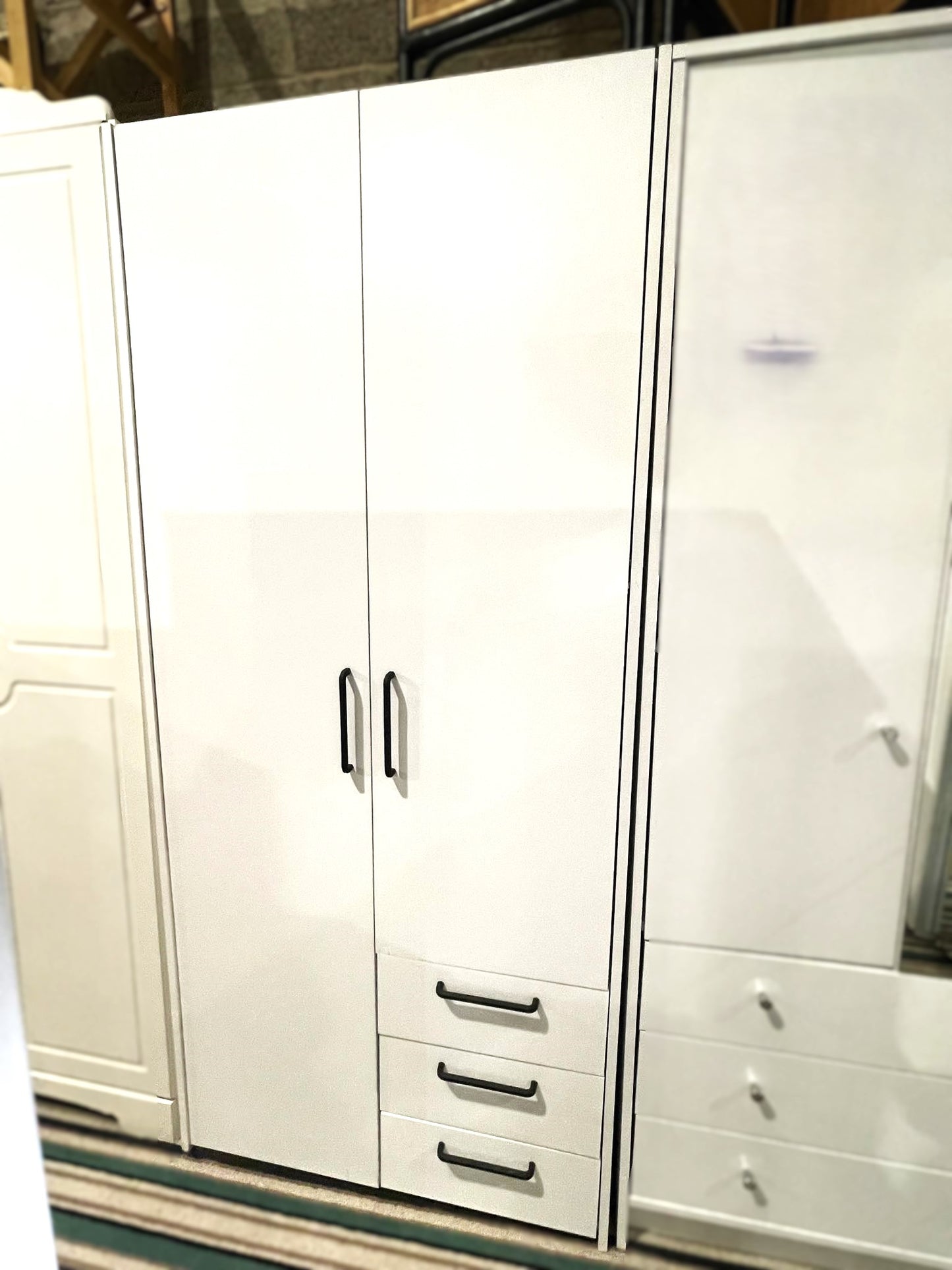 Assembled Habitat Oldham 2 Door 3 Drawer Wardrobe - White