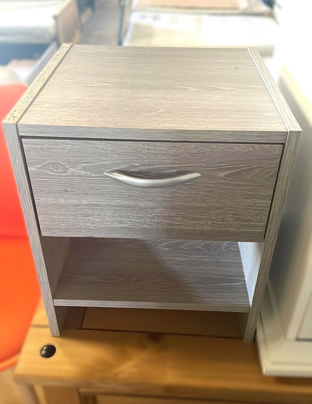 Assembled Seville 1 Drawer Bedside Table - Grey Oak Effect