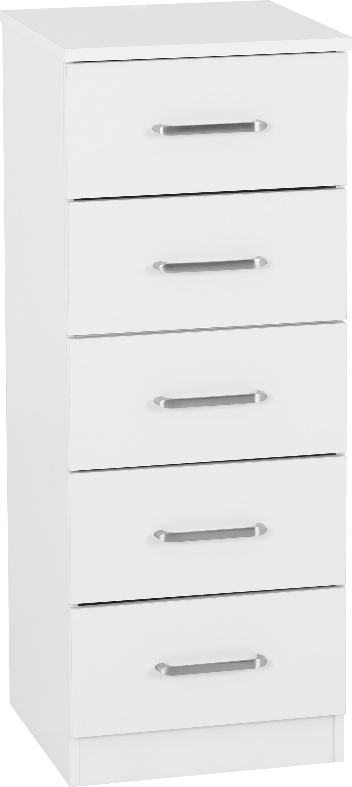 New 5 Drawer Narrow Chest - White