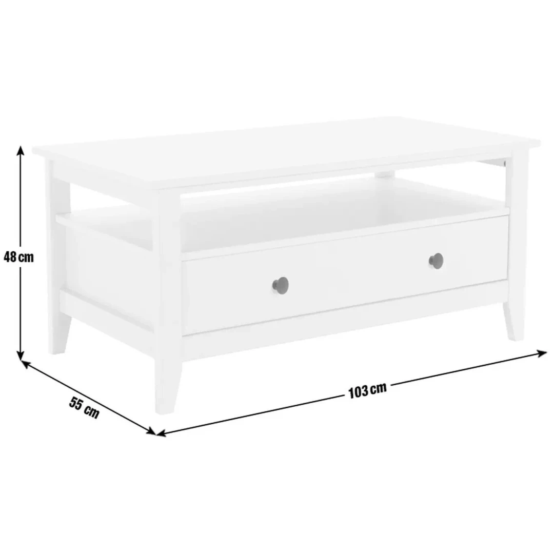 Minato 1 Drawer Coffee Table - White