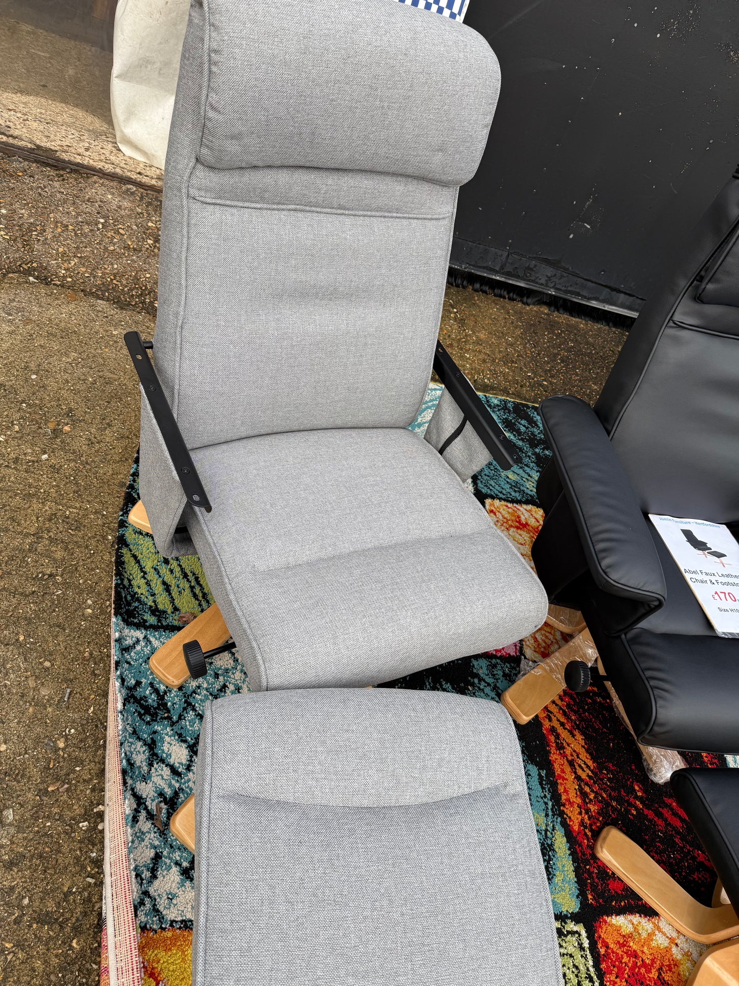Abel Fabric Swivel Chair & Footstool - Grey ( Missing Arms) see pictures