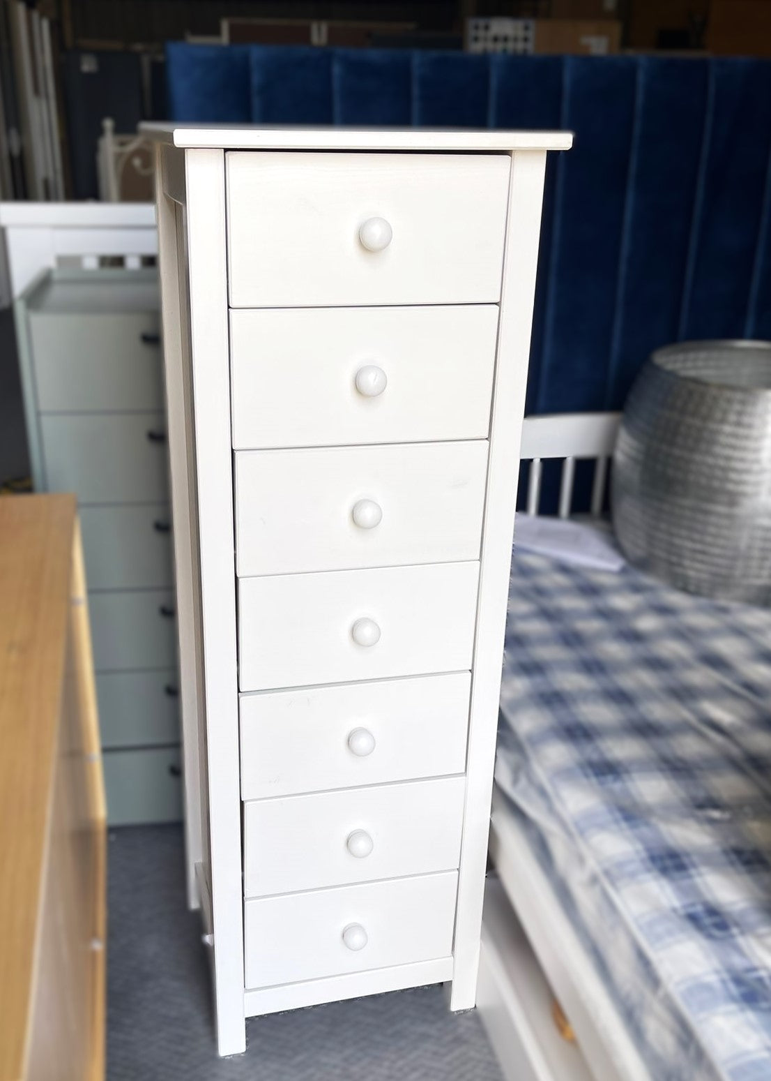 Assembled Scandinavia 7 Drawer Tallboy - White