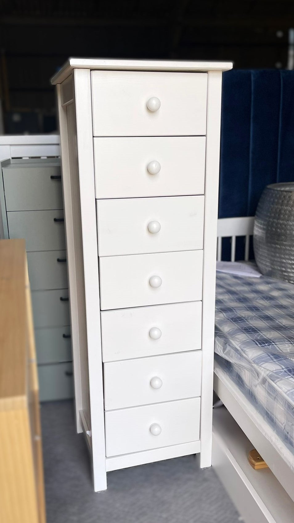 Assembled Scandinavia 7 Drawer Tallboy - White