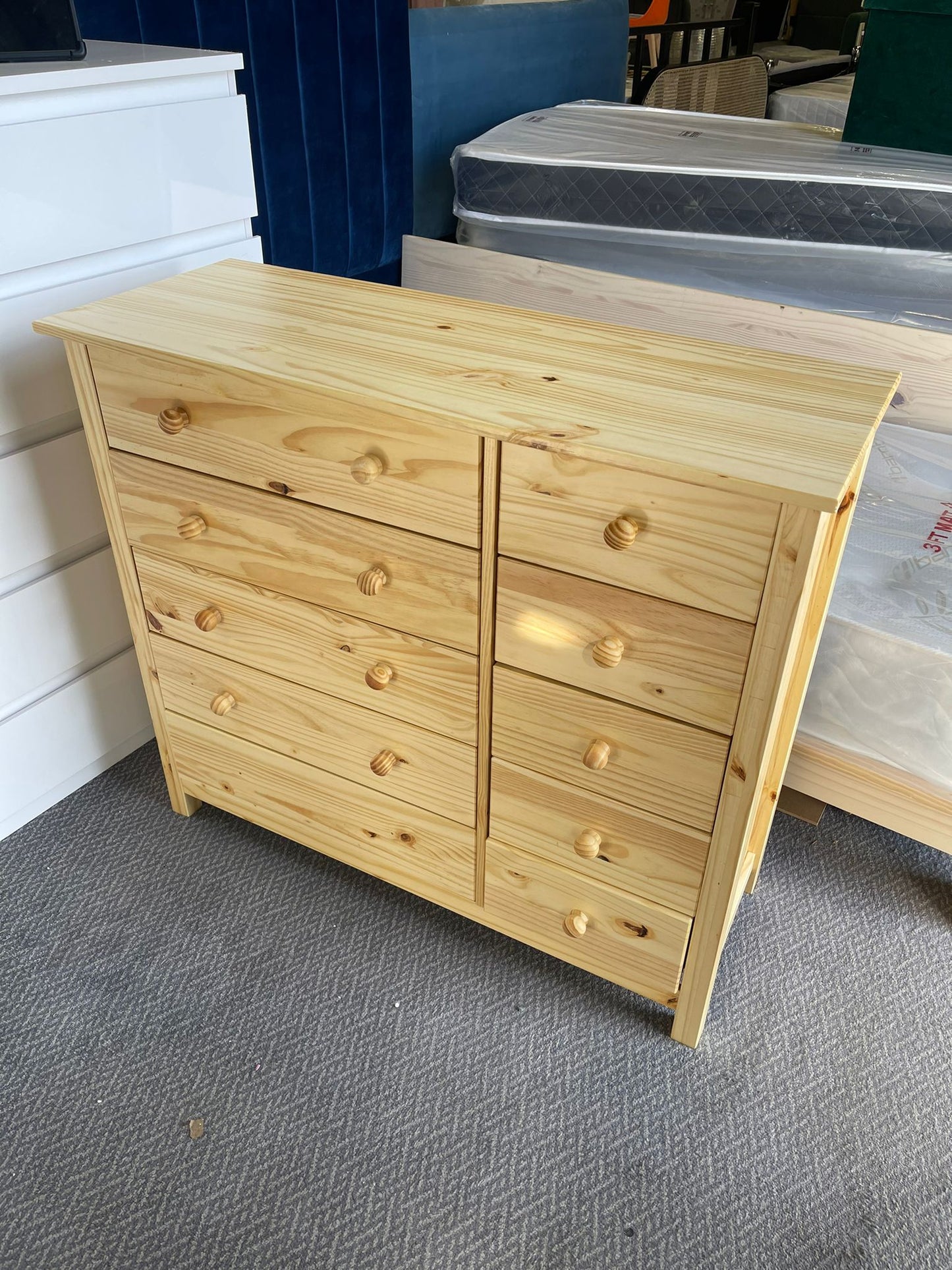 Assembled Scandinavia 5+5 Drawer Chest - Pine