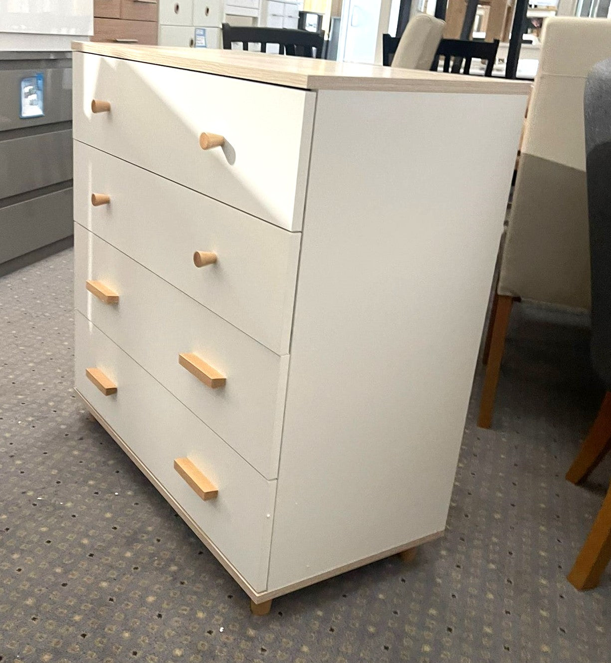 Assembled Habitat Melby 4 Chest of Drawers - White and Acacia