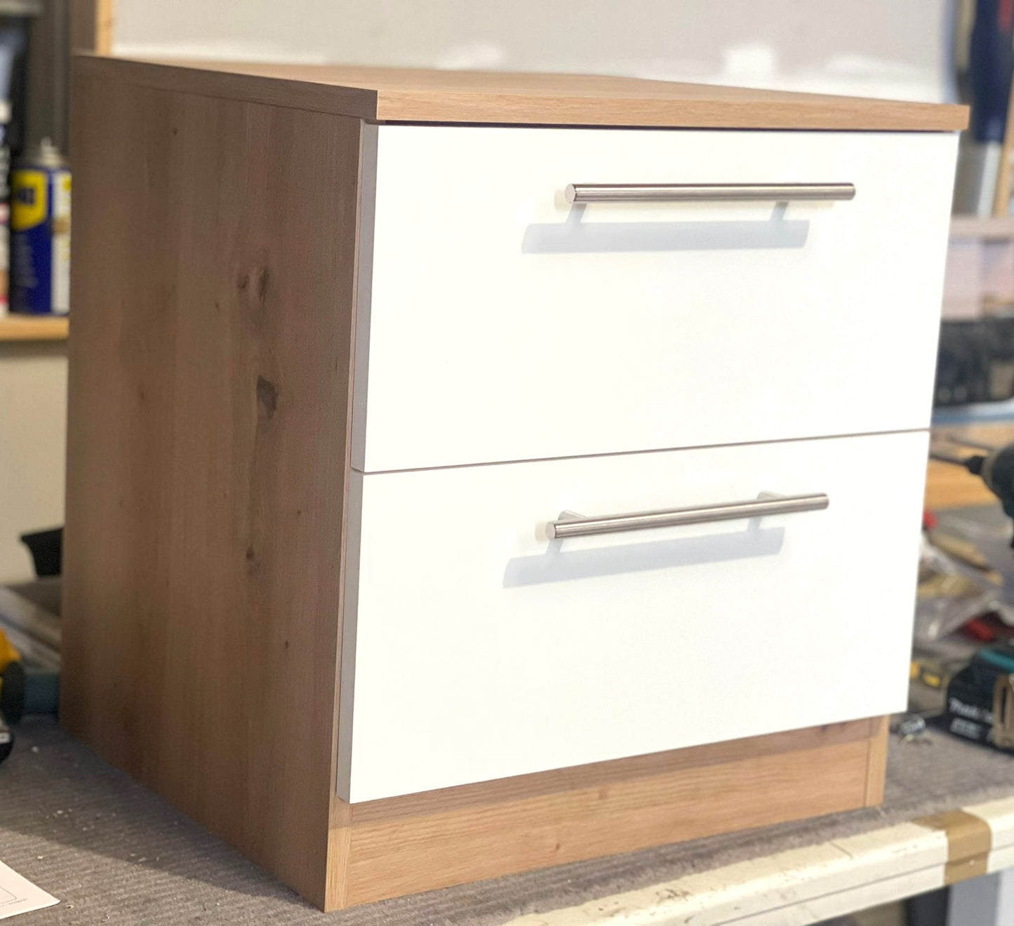 Assembled Habitat Munich 2 Drawer Bedside Table - White